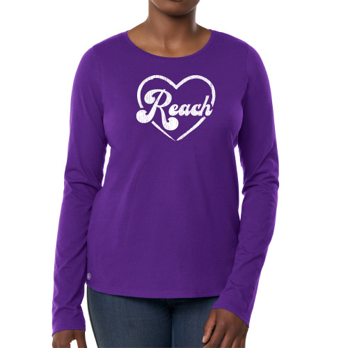  Fall Rush Ladies Purple Long Sleeve Tee - Reach heart distressed