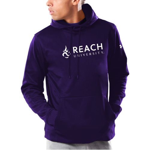  Under Armour Purple Armour Fleece Hoodie - Reach University Flat with Flame