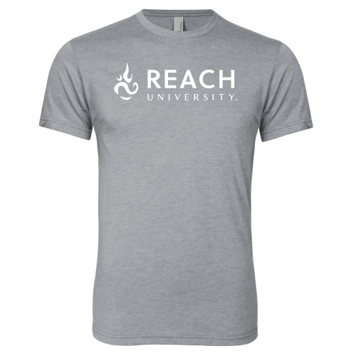  Next Level Heather Grey Triblend Tee - Reach University Flat with Flame