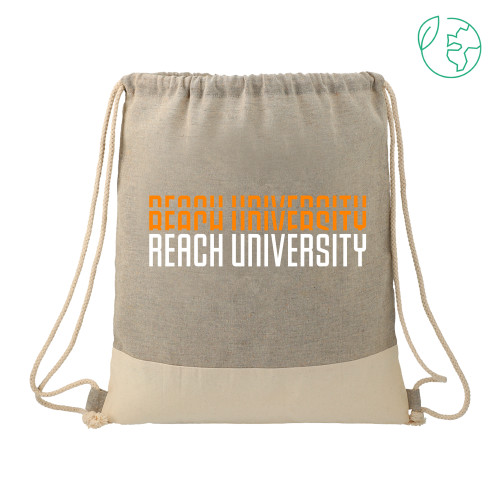  Split Recycled Cotton Grey/Natural Drawstring Bag - Reach University Repeat Design