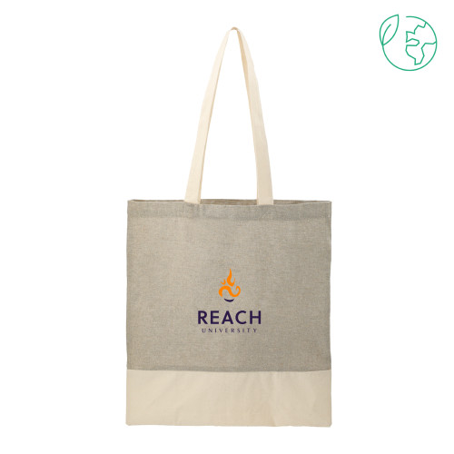  Split Recycled Grey Cotton Twill Convention Tote - Reach University Stacked with Flame