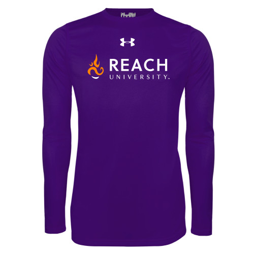  Under Armour Purple Long Sleeve Tech Tee - UA - Reach University Flat with Flame