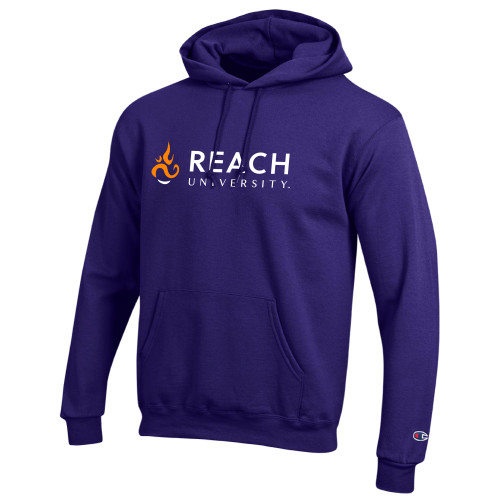  Champion Purple Fleece Hoodie - Reach University Flat with Flame