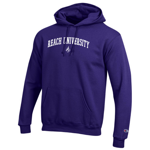  Champion Purple Fleece Hoodie - Reach University Arched with Flame