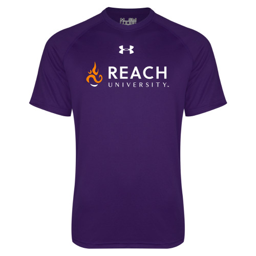  Under Armour Purple Tech Tee - UA - Reach University Flat with Flame