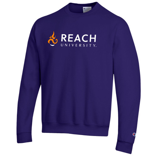  Champion Purple Fleece Crew - Reach University Flat with Flame