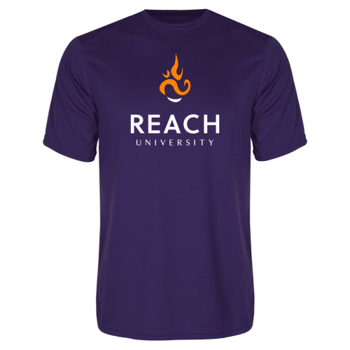  Purple Performance Tee - Reach University Stacked with Flame