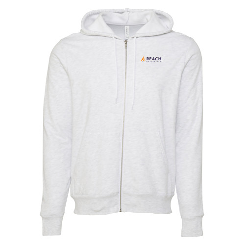  Bella + Canvas Ash Grey Full Zip Hood - Reach University Flat with Flame