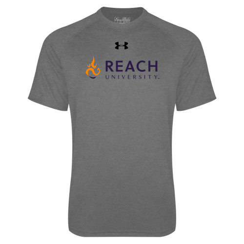  Under Armour Carbon Heather Tech Tee - UA - Reach University Flat with Flame