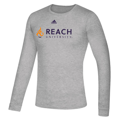  Adidas Medium Grey Heather Creator Performance Long Sleeve Tee - Adidas - Reach University Flat with Flame