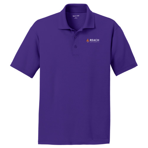 Purple Dry Mesh Polo - Reach University Flat with Flame