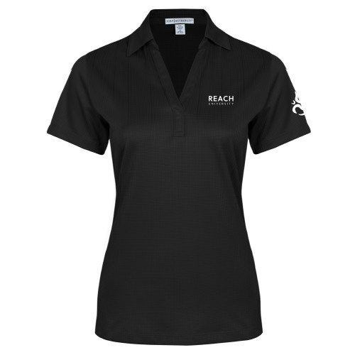  Womens Black Performance Fine Jacquard Polo - Reach University