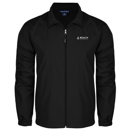  Black Full Zip Wind Jacket - Reach University Flat with Flame