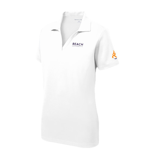  Womens White Dry Mesh Polo - Reach University