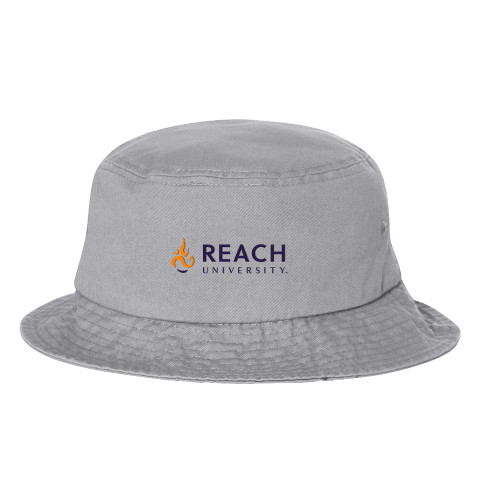  Sportsman Grey Bucket Hat - Reach University Flat with Flame