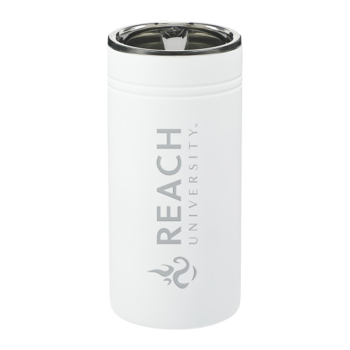  Sherpa Vacuum White Tumbler & Insulator 12oz - Reach University Flat with Flame Engraved