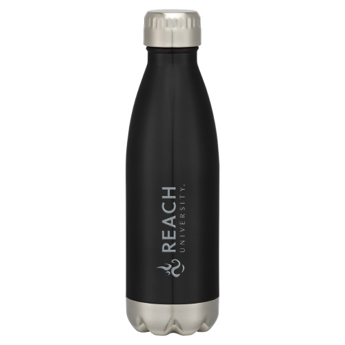  Swig Stainless Steel Black Bottle 16oz - Reach University Flat with Flame Engraved