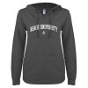 Thumbnail image for  ENZA Womens Dark Heather V Notch Raw Edge Fleece Hoodie