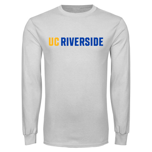  White Long Sleeve T Shirt - UCR Primary Logo