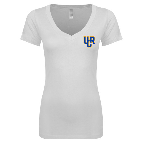  Next Level Womens White Ideal V Tee - UCR Primary Logo