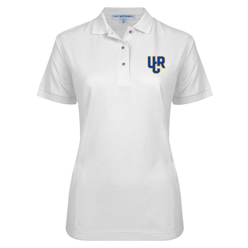  Womens Silk Touch White Pique Polo - UCR Primary Logo