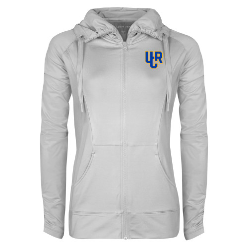  Womens White Sport Wick Stretch Full Zip Jacket - UCR Primary Logo