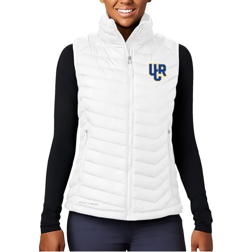  Columbia Womens White Powder Lite Vest - UCR Primary Logo