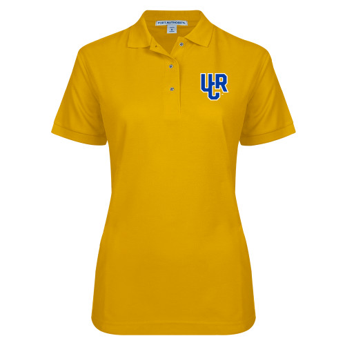  Womens Silk Touch Gold Pique Polo - UCR Primary Logo