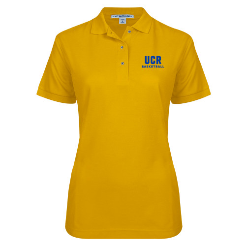  Womens Silk Touch Gold Pique Polo - UCR Basketball