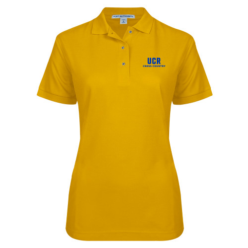  Womens Silk Touch Gold Pique Polo - UCR Cross Country