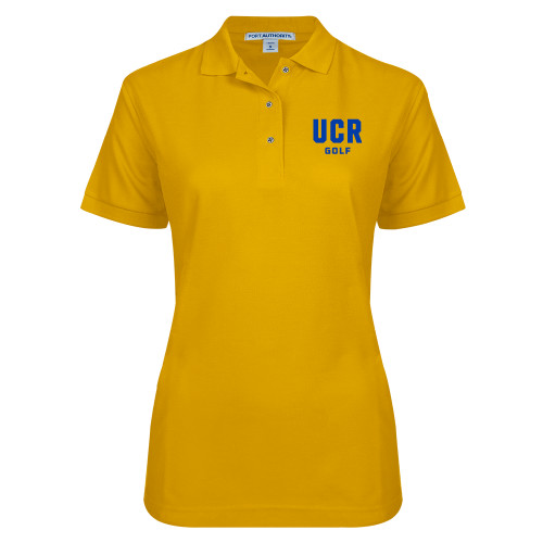  Womens Silk Touch Gold Pique Polo - UCR Golf