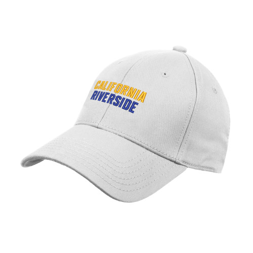  White Structured Adjustable Pro Style Hat - California Riverside - Puff Emb