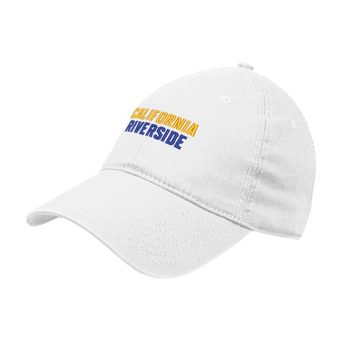  White Unstructured Adjustable Low Profile Hat - California Riverside - Puff Emb