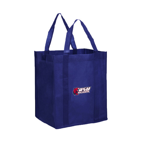  Non Woven Navy Grocery Tote - Stacked Combination Logo