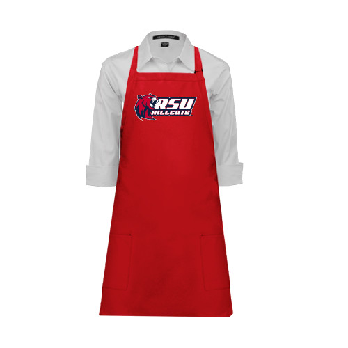  Full Length Red Apron - Stacked Combination Logo