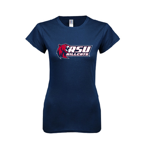  Next Level Womens Navy Boyfriend Tee - Stacked Combination Logo