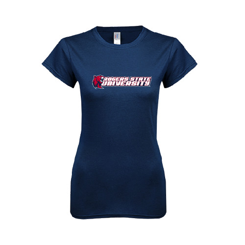 Next Level Womens Navy Boyfriend Tee - University Logo