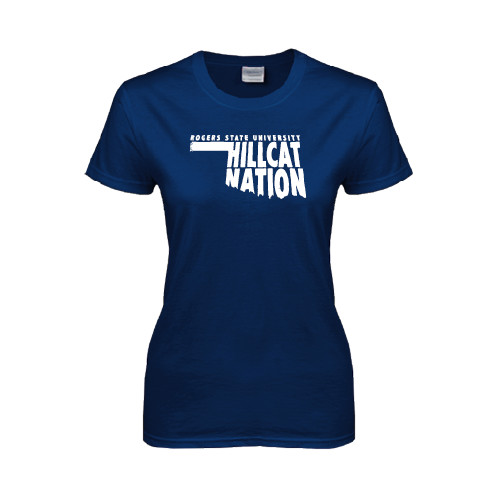  Womens Short Sleeve Navy Tee - Hillcat Nation
