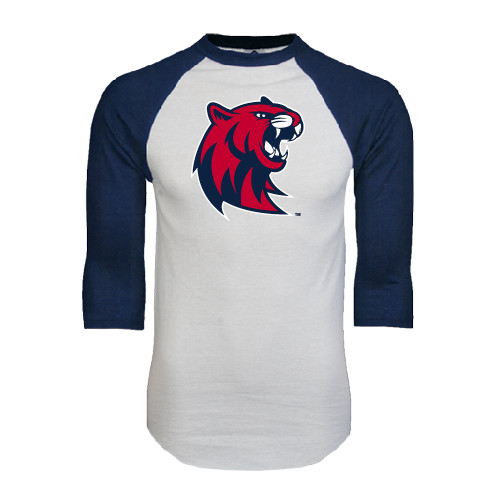  White/Navy Raglan Baseball T Shirt - Official Logo