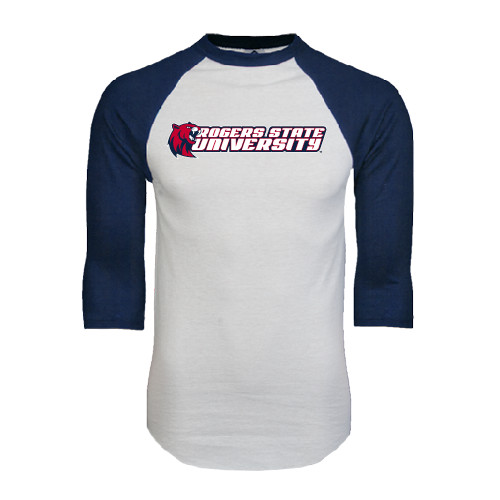  White/Navy Raglan Baseball T Shirt - University Logo