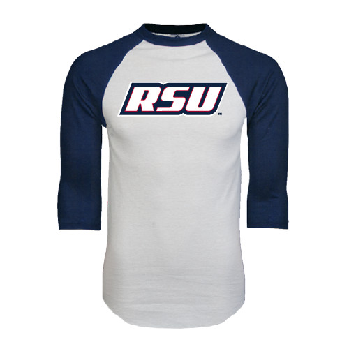  White/Navy Raglan Baseball T Shirt - RSU