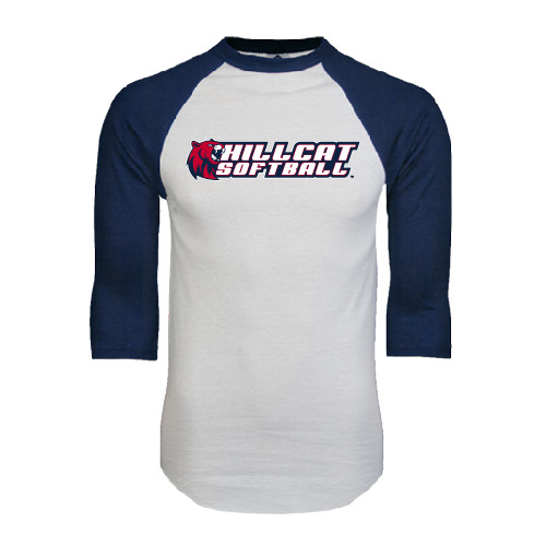  White/Navy Raglan Baseball T Shirt - Softball