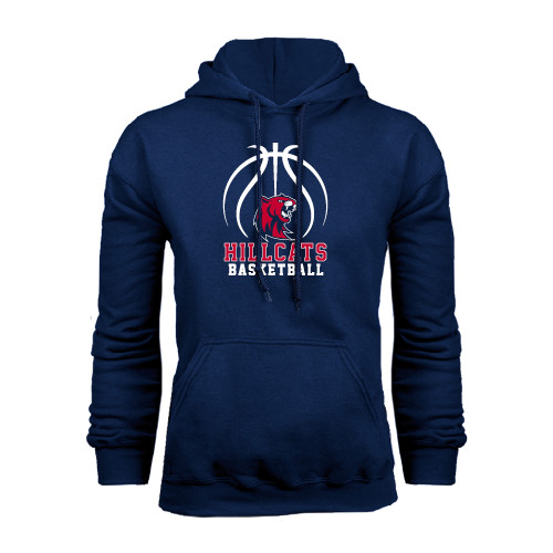  Navy Fleece Hoodie - Hillcats Basketball Stacked w/Ball