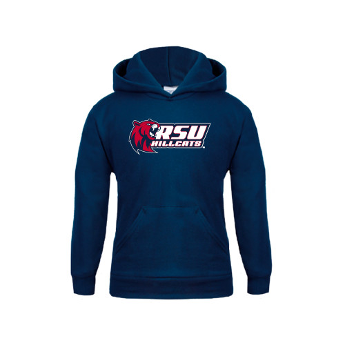  Youth Navy Fleece Hoodie - Stacked Combination Logo