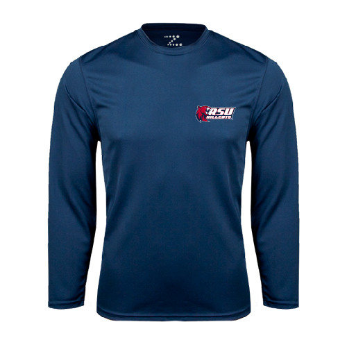  Navy Performance Long Sleeve Shirt - Stacked Combination Logo