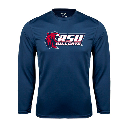  Navy Performance Long Sleeve Shirt - Stacked Combination Logo