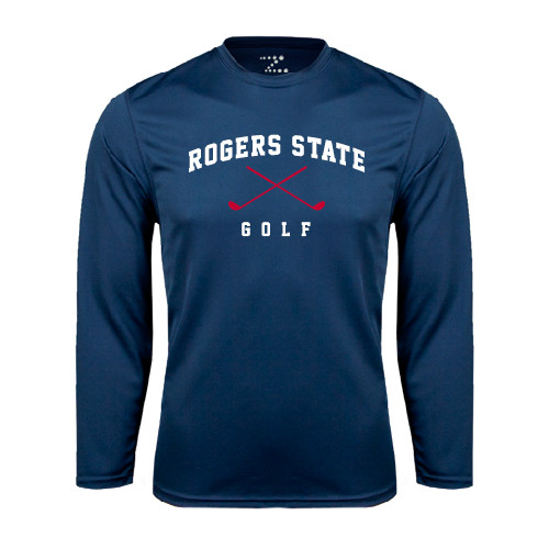  Navy Performance Long Sleeve Shirt - Golf Crossed Clubs