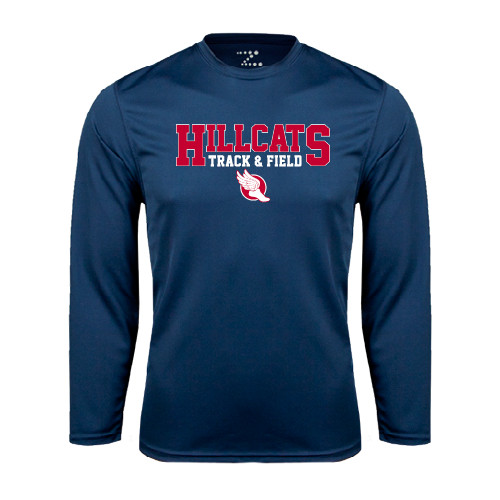  Navy Performance Long Sleeve Shirt - Hillcats Track & Field Stacked