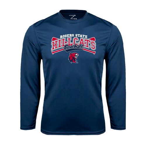  Navy Performance Long Sleeve Shirt - Baseball Crossed Bats
