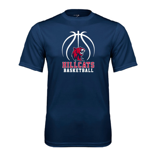  Navy Performance Tee - Hillcats Basketball Stacked w/Ball
